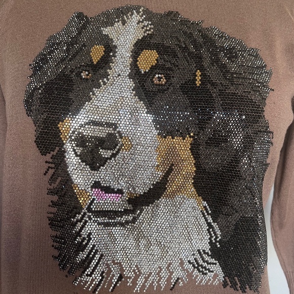 Glenfield Italy Crystal Rhinestone Jeweled Bernese Mountain Dog Animal Top Shirt - Picture 9 of 12